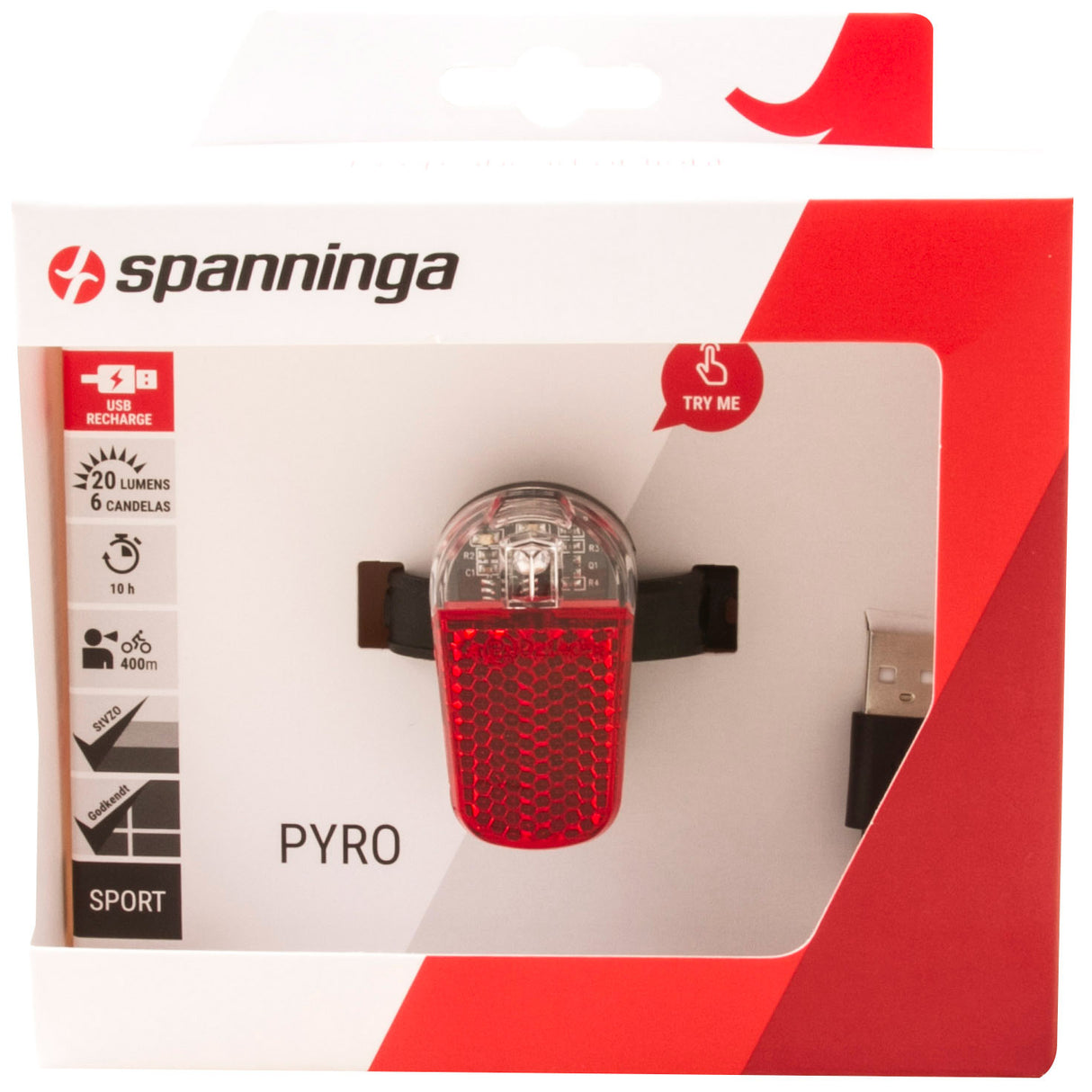 Spanninga arrière Pyro Pyro USB rechargeable
