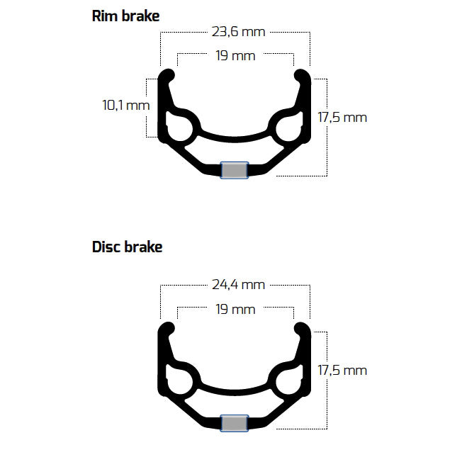 Cerchio Bobike Ryde zac 19 28 622 36g 14g cnc alu nero