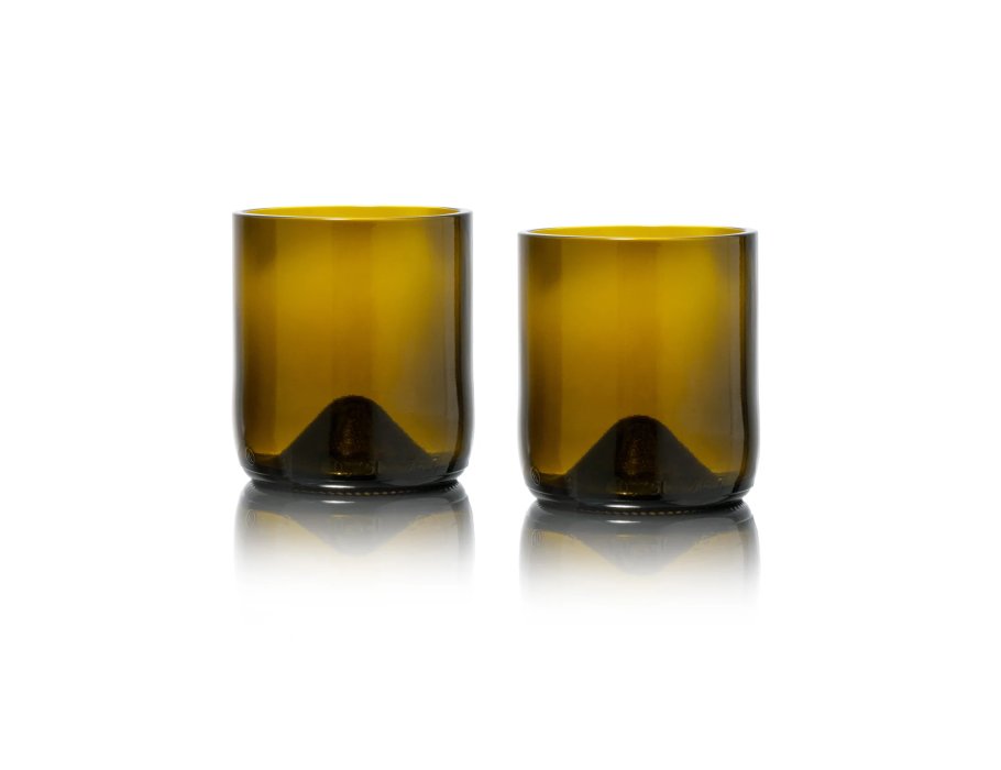 Rebottled glasses - short drink - 2-pack - olive