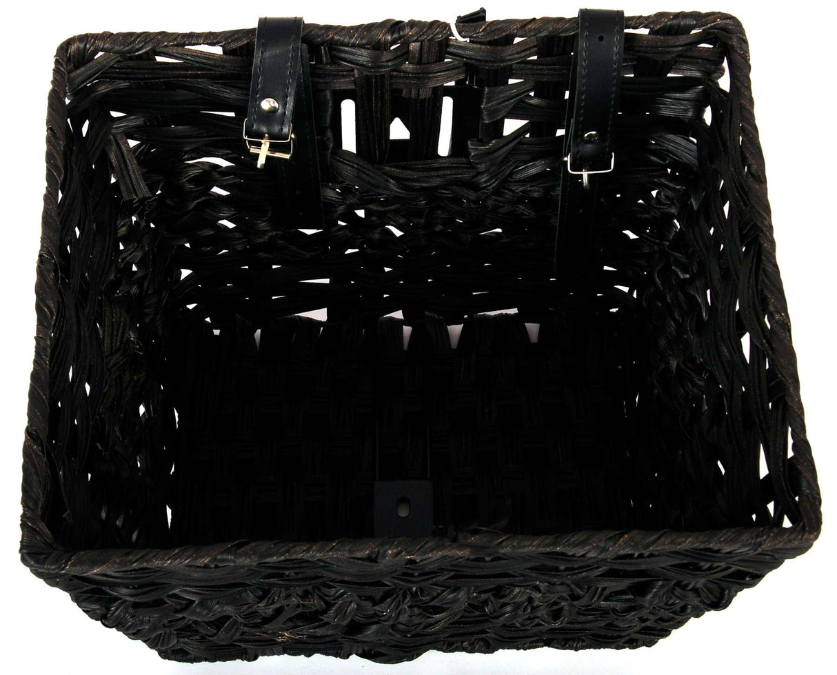 Volare Braided Wicker Bicycle Basket - Small - Black