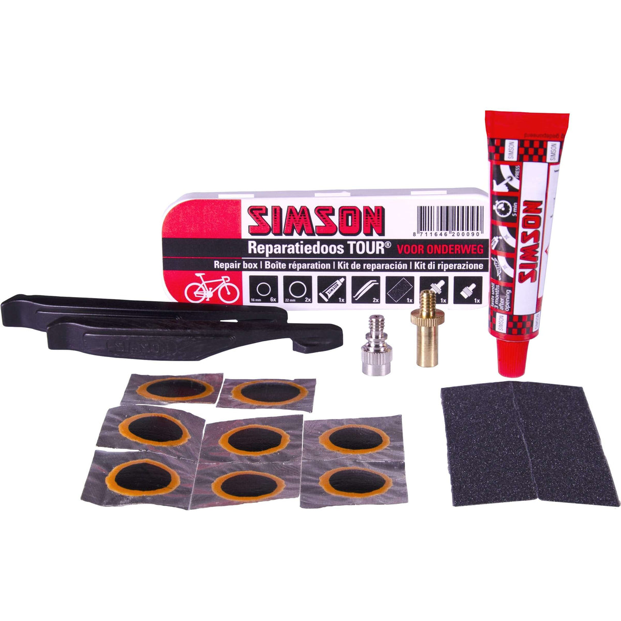 repair kit Tour 11.5 cm aluminum red white 15-piece