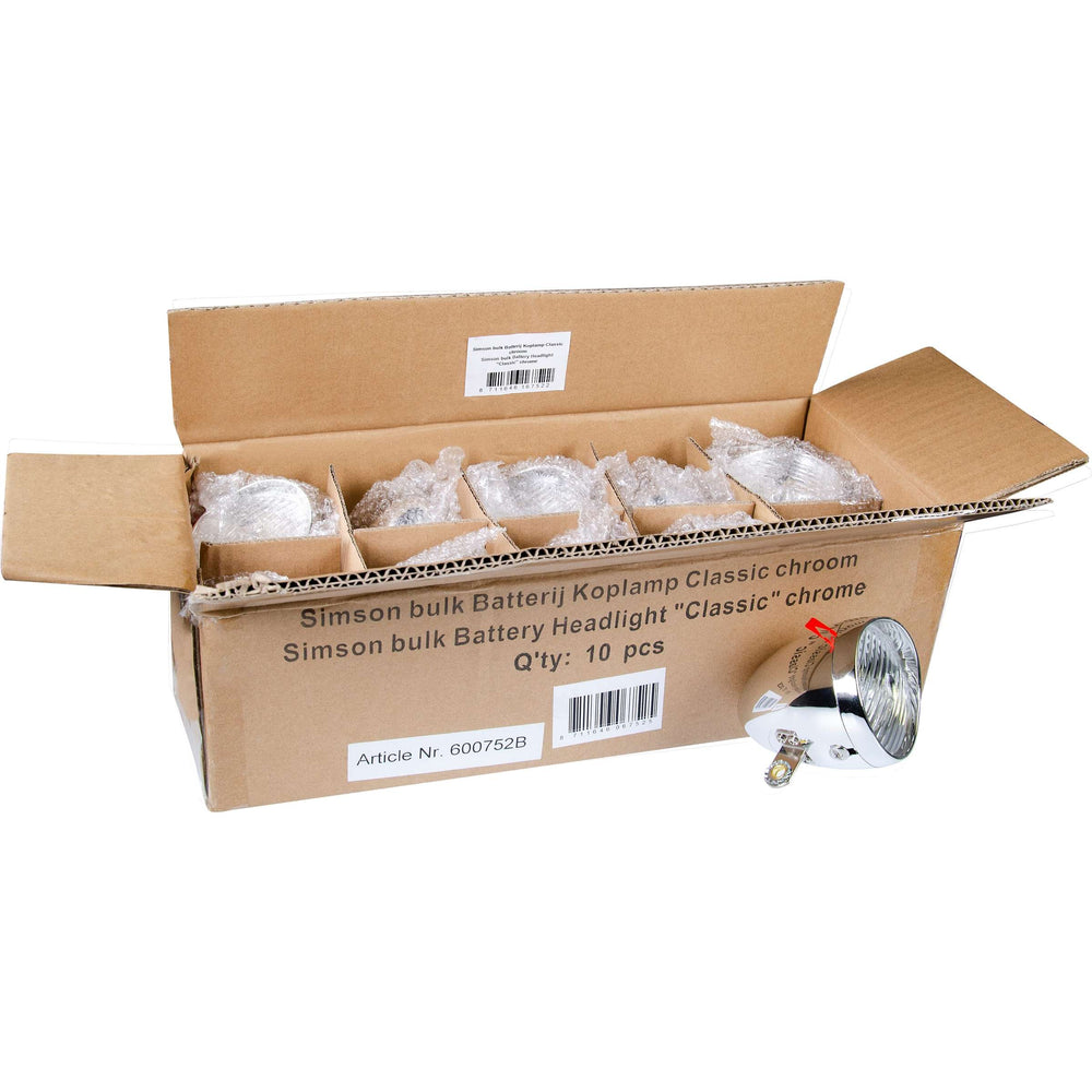 Battery Headlight Classic - Chrome (10 pièces en