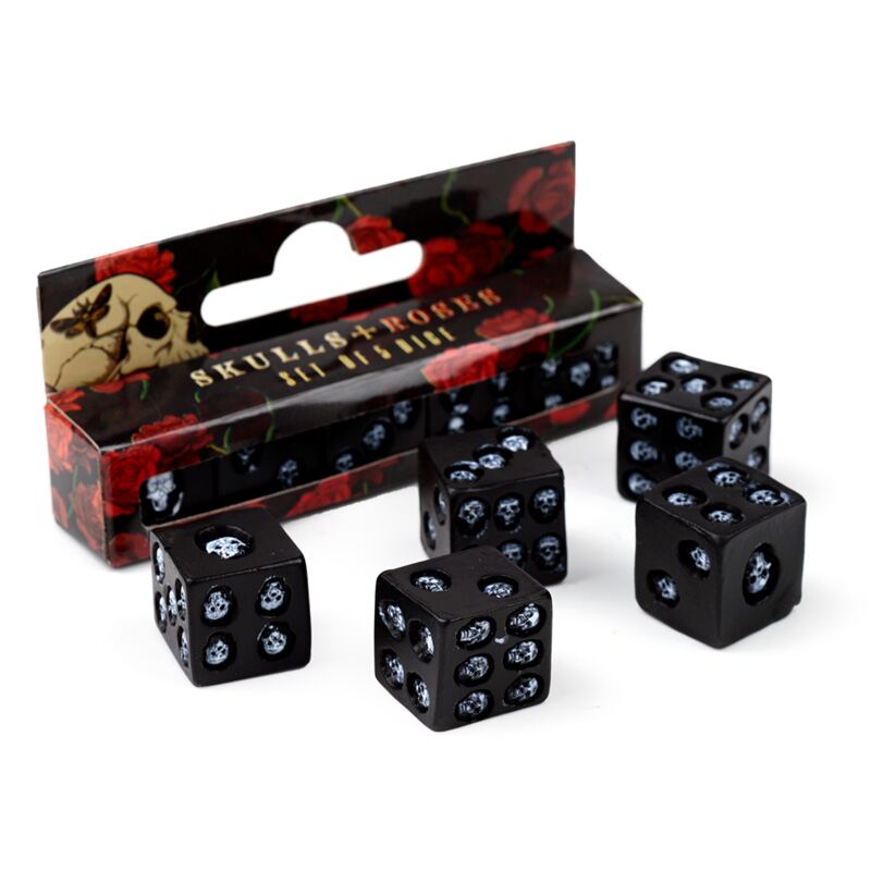 Jeu de 5 dés crâne noir