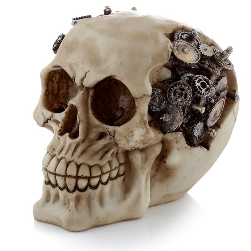 Steam punk style skull with gears home accessory
