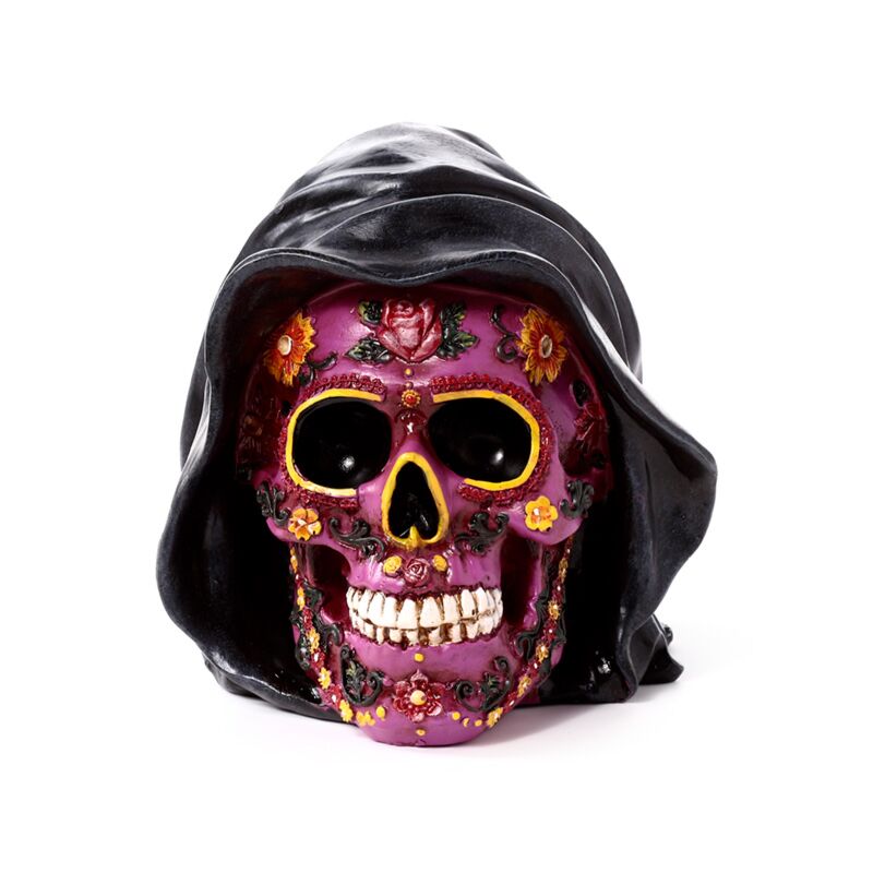 Day of the Dead purple skull with hood