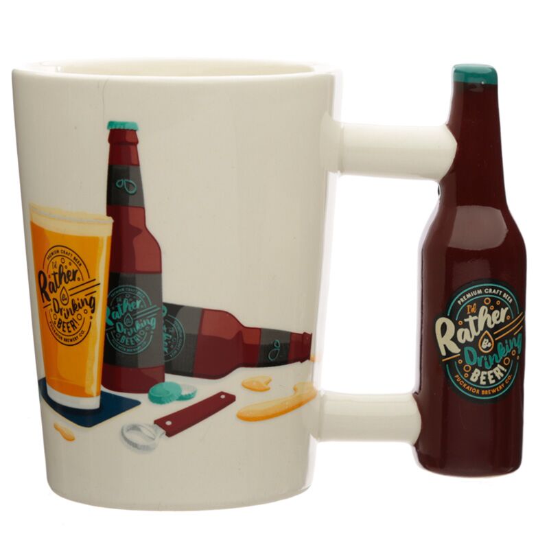 Rather be drinking beer - shaped handle ceramic mug