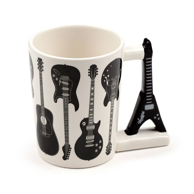 Headstock rock guitar - shaped handle ceramic mug