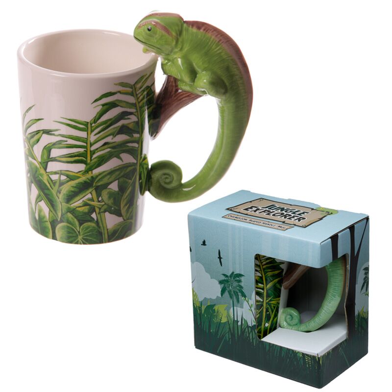 Chameleon - shaped handle ceramic mug