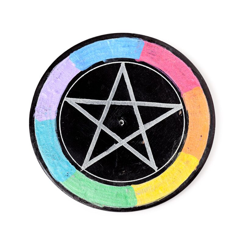 Soapstone chakra pentagram star incense holder bowl