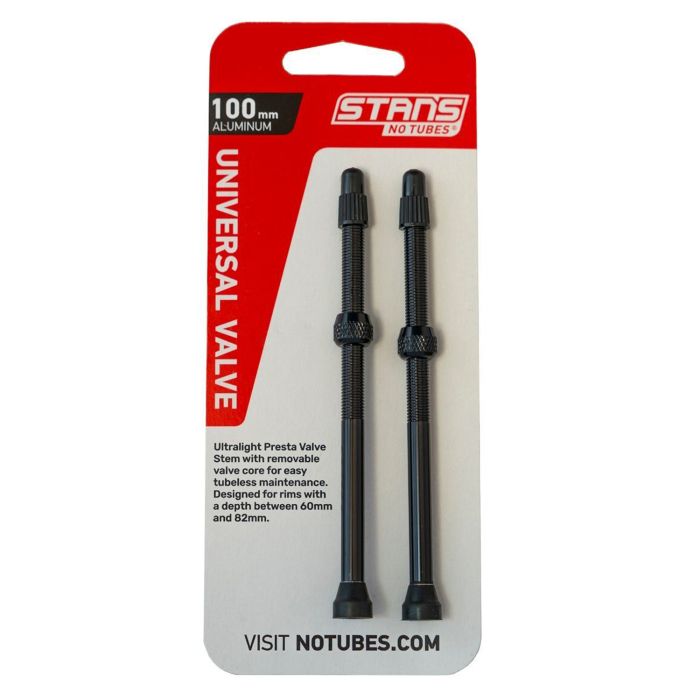 Stans stan's valve stem aluminum (pair) - universal, presta - black - 100mm