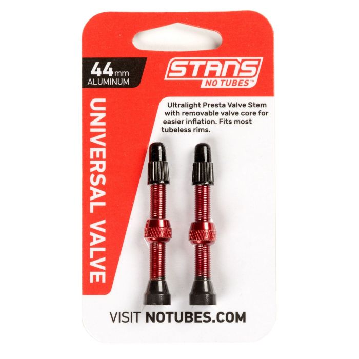 Stans stan's valve stem aluminum (pair) - universal, presta - red - 44mm