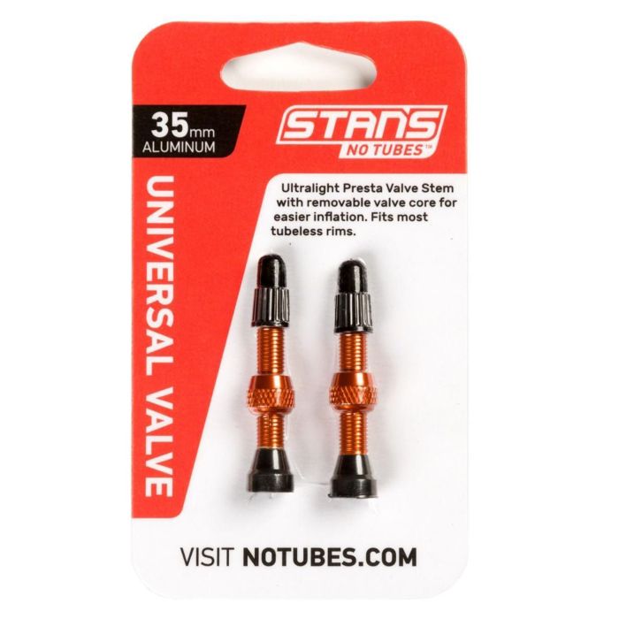 Stans stan's valve stem aluminum (pair) - universal, presta - orange - 35mm