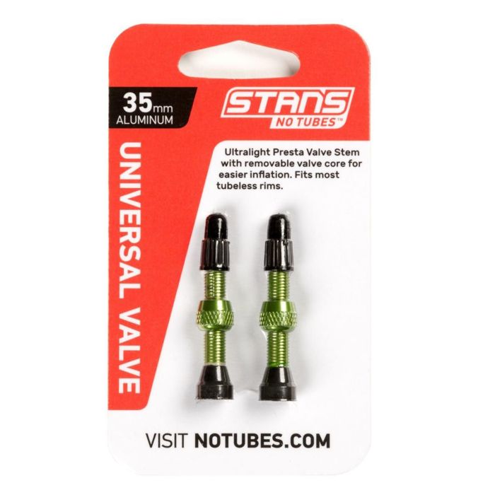 Stans stan's valve stem aluminum (pair) - universal, presta - green - 35mm