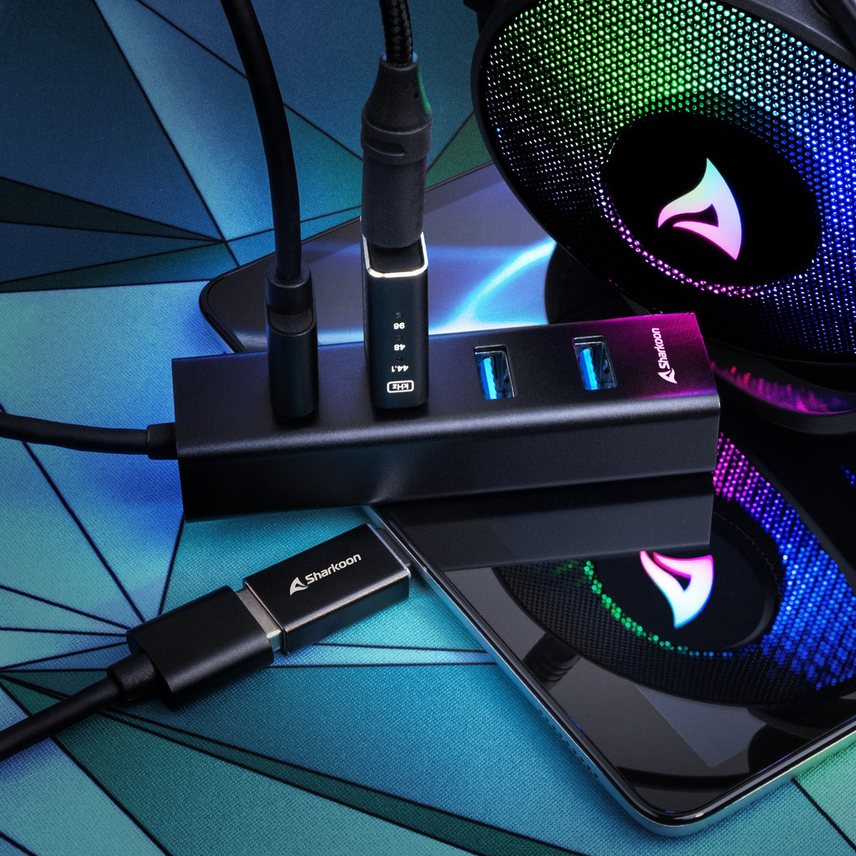 Sharkion 4-pristanišče USB 3.2 Gen 1 Aluminijasto središče