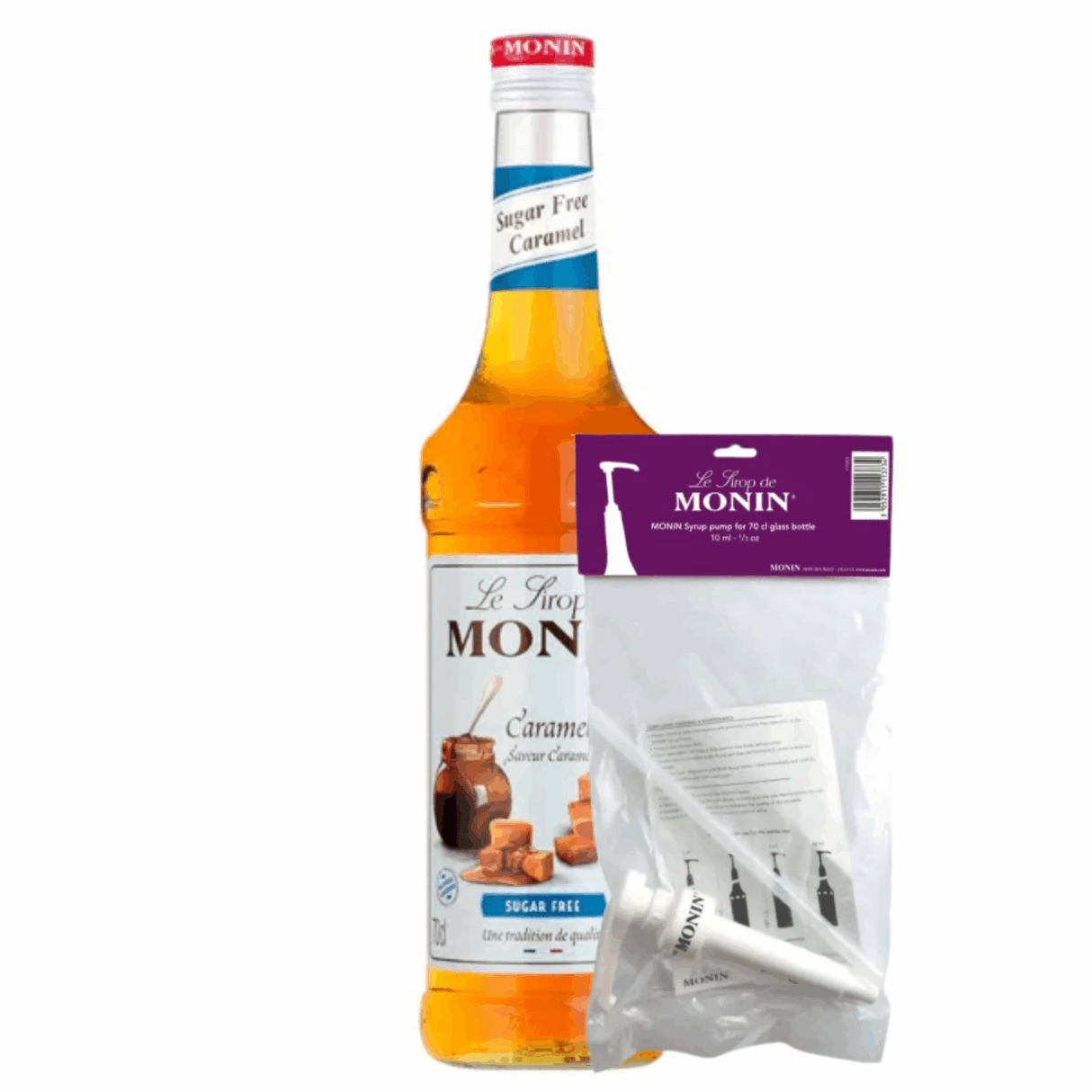 Sirope Monin caramelo sin azúcar (70 cl) + bomba de sirope (10ml)