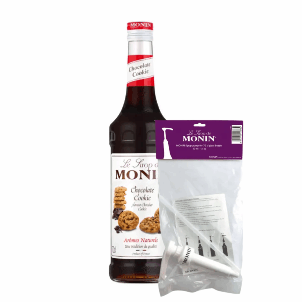 Galleta de chocolate con almíbar Monin (70 cl) + bomba de almíbar (10ml)