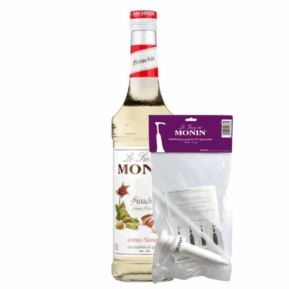 Monin sirup pistacija (70 cl) + črpalka za sirup (10 ml)