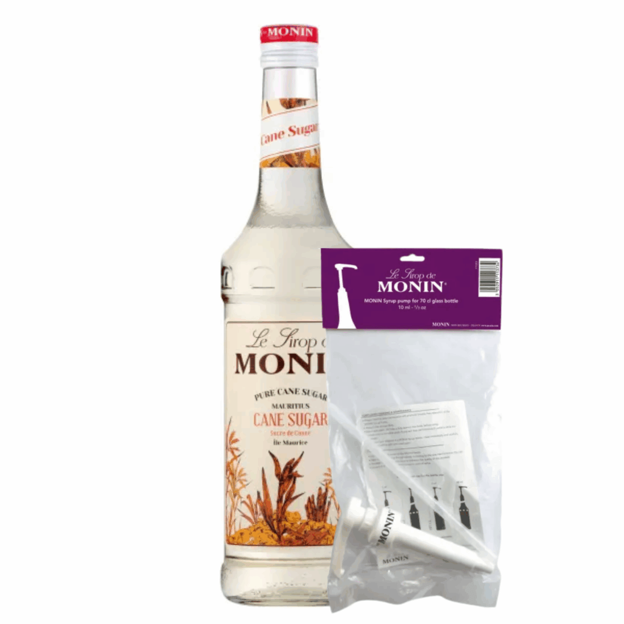 Monin sirup rørsukker (70 cl) + sirup pumpe (10 ml)