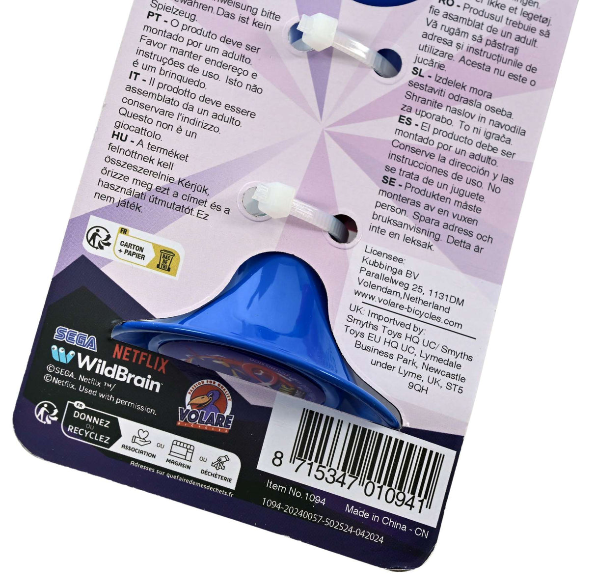 Volare sonic prime bicycle horn - boys - red blue