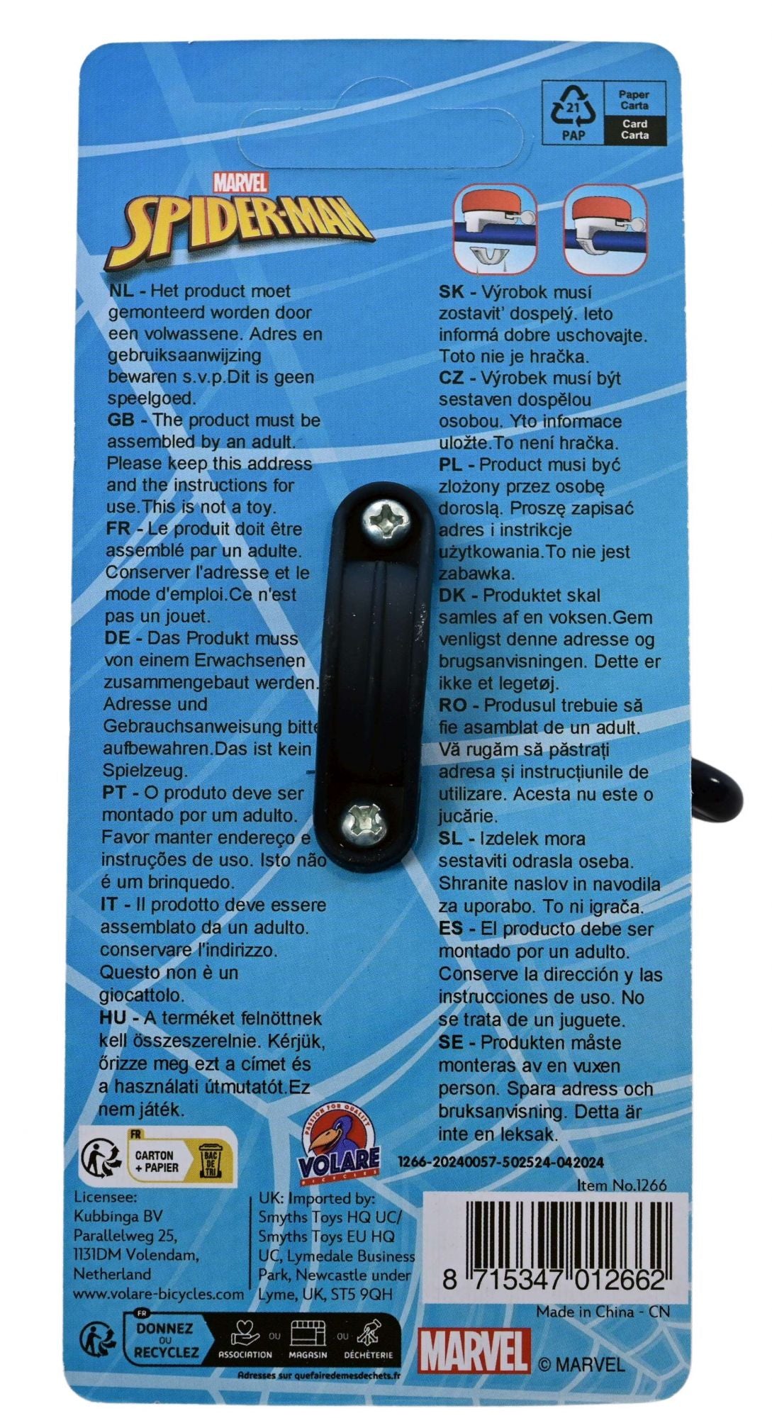 Zvonček na bicykel Spiderman spider-man - chlapčenský - červený