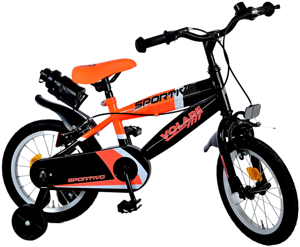 Valorare SportVo Children's Bike Boys da 14 pollici Neon Oranje Black Freni a due mani