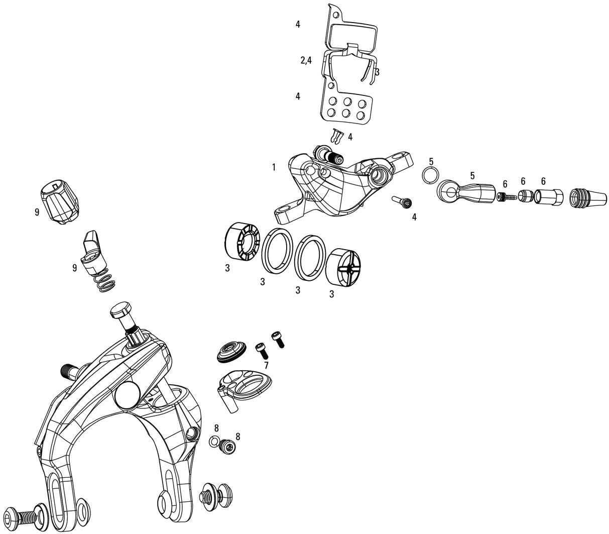 Sram disc brake force 22 force 1 br.lever for.22 cx1 left 950mm line