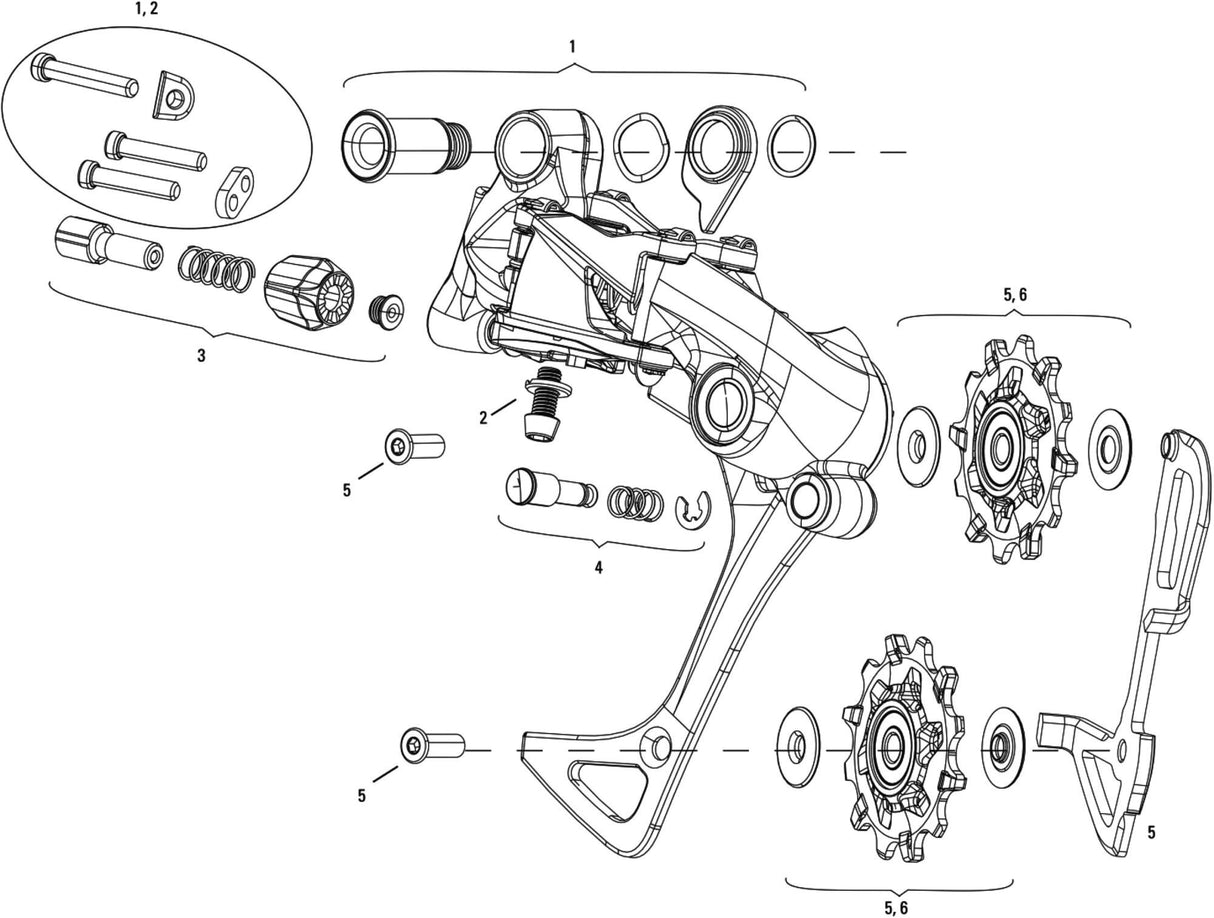 Sram rear derailleur rival 1 rear derail. rival 1 11-sp.,alu