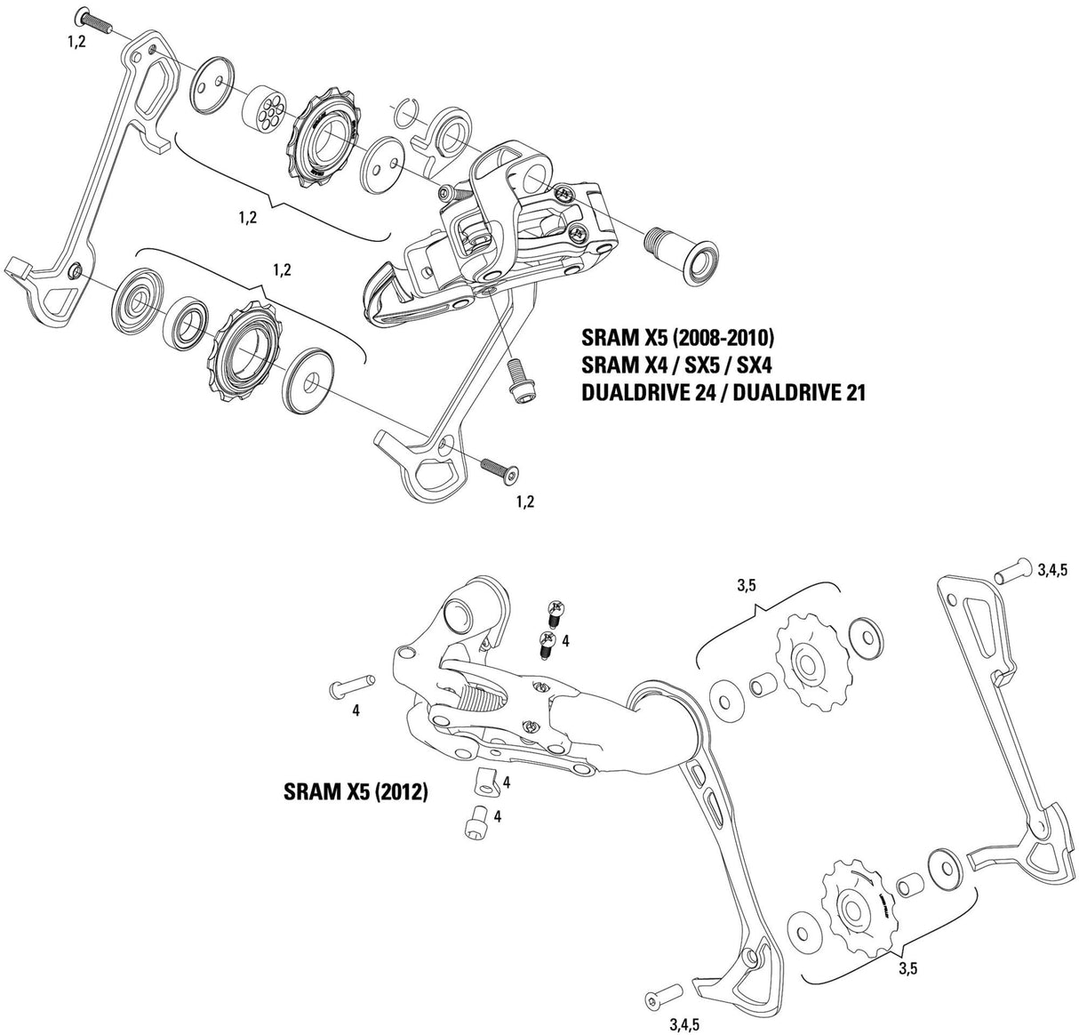Заден дерайльор Sram x5 заден дерайльор. x5 10-sp дълга клетка b