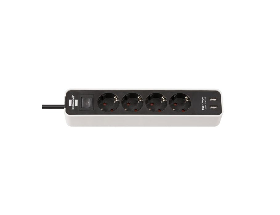 Brennenstuhl Pobite avec commutateur 4 connexions + 2 ports USB blancs