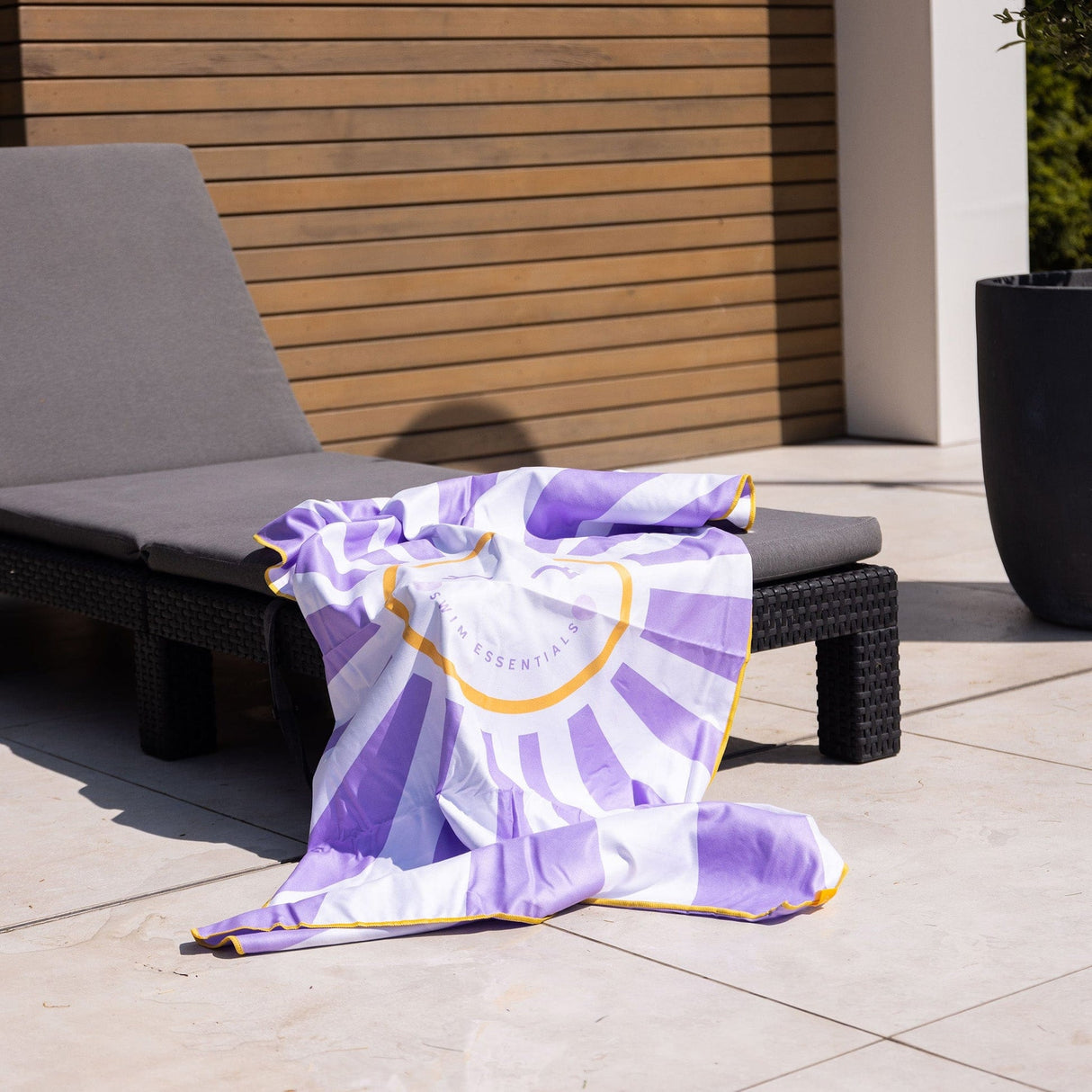 Happy Sunshine | purple and white microfiber towel 135 x 65 cm
