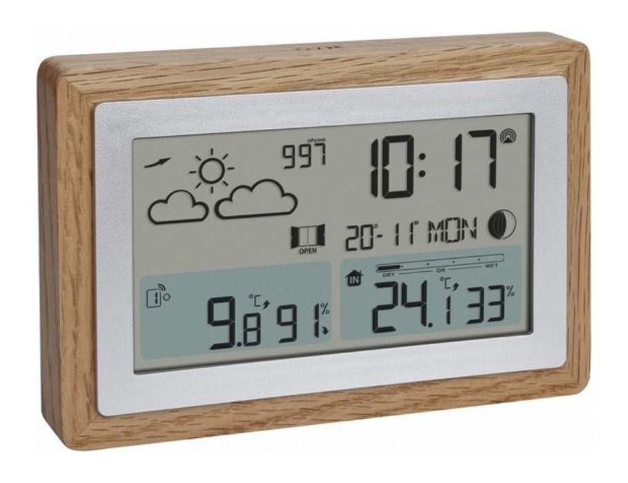Stacja pogodowa TFA - bezprzewodowa - rama dębowa