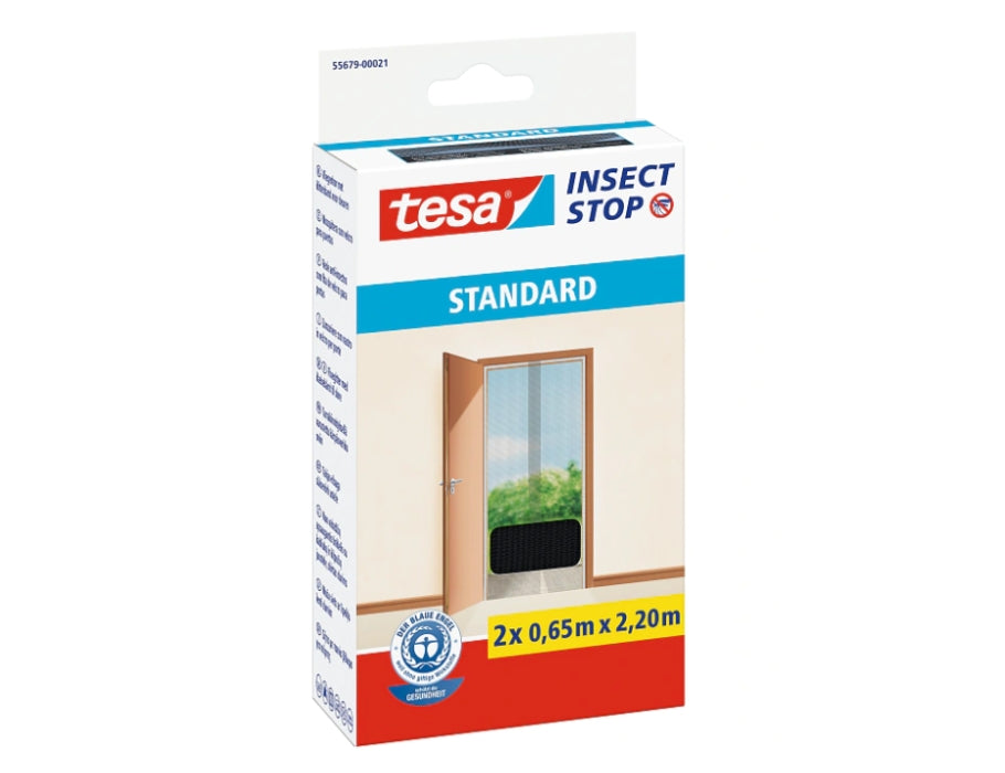 Tesa hor voor deuren - insect stop - met klittenband - zwart - 220x60cm - 2st.