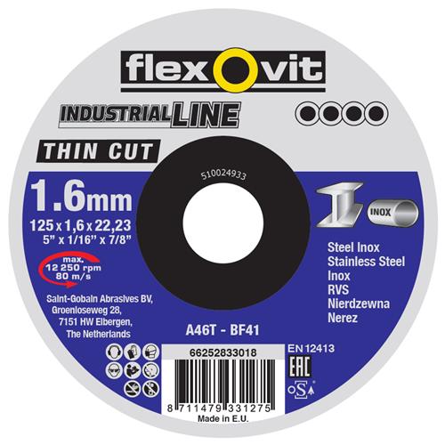 Flexovit dss industrial 125x1,6x22x23 a46t t41 pc edelstahl | 25 Stück