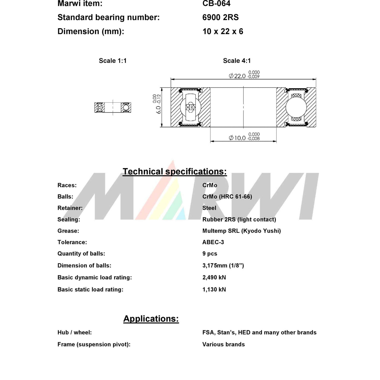 Marwi Union Ball Lafing Ball Lafing Union CB-064 10x22x6