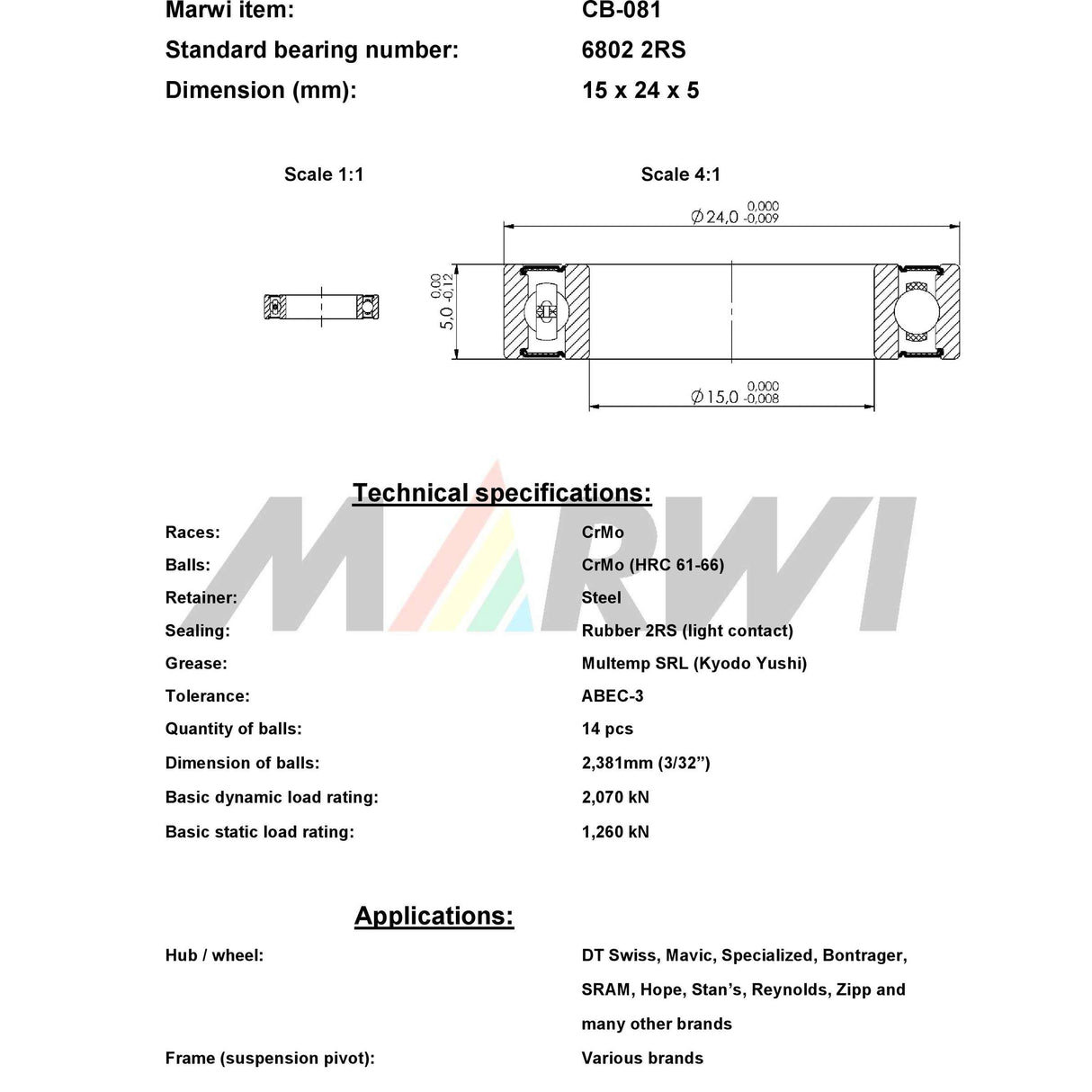 Marwi Union Ball Lafing Ball Lafing Union CB-081 15x24x5