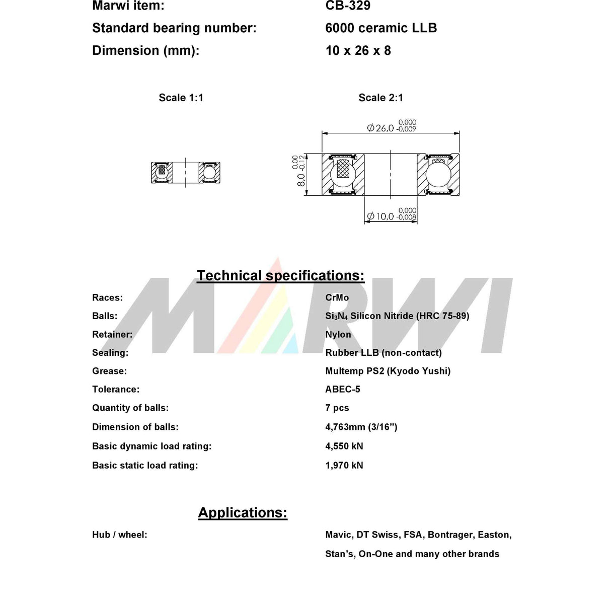 Ložisko loptičiek odboru CB-329 10x26x8