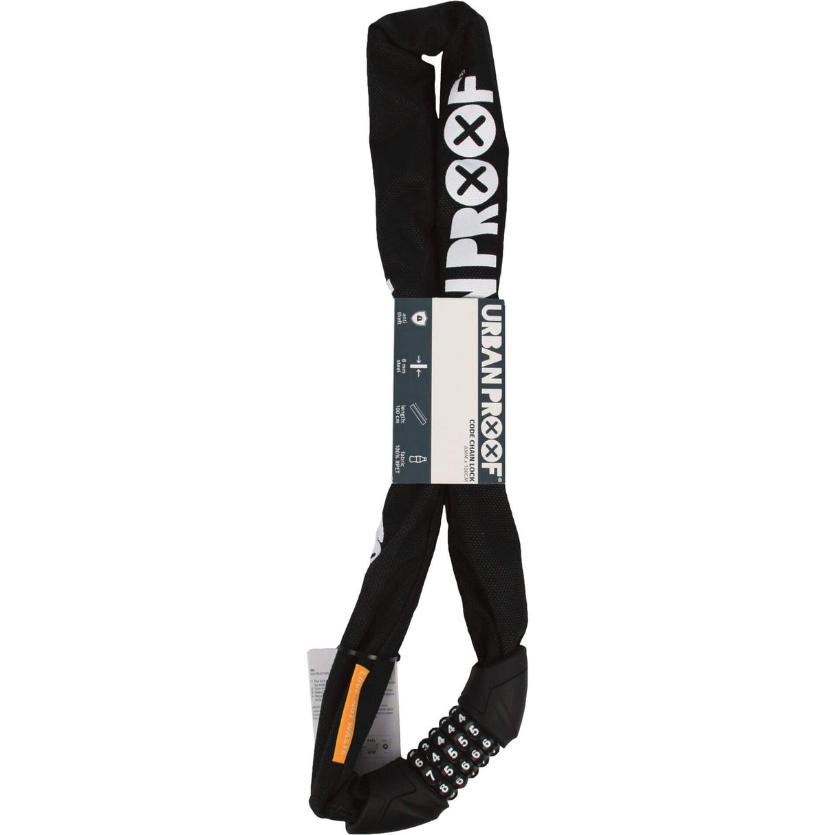 Blocco della catena urbana con codice numero 8mm*100 cm nero