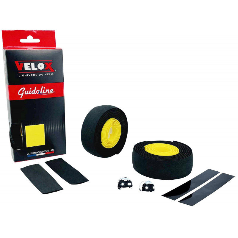Velox handlebar tape maxi cork bicolor black yellow (2 pcs)