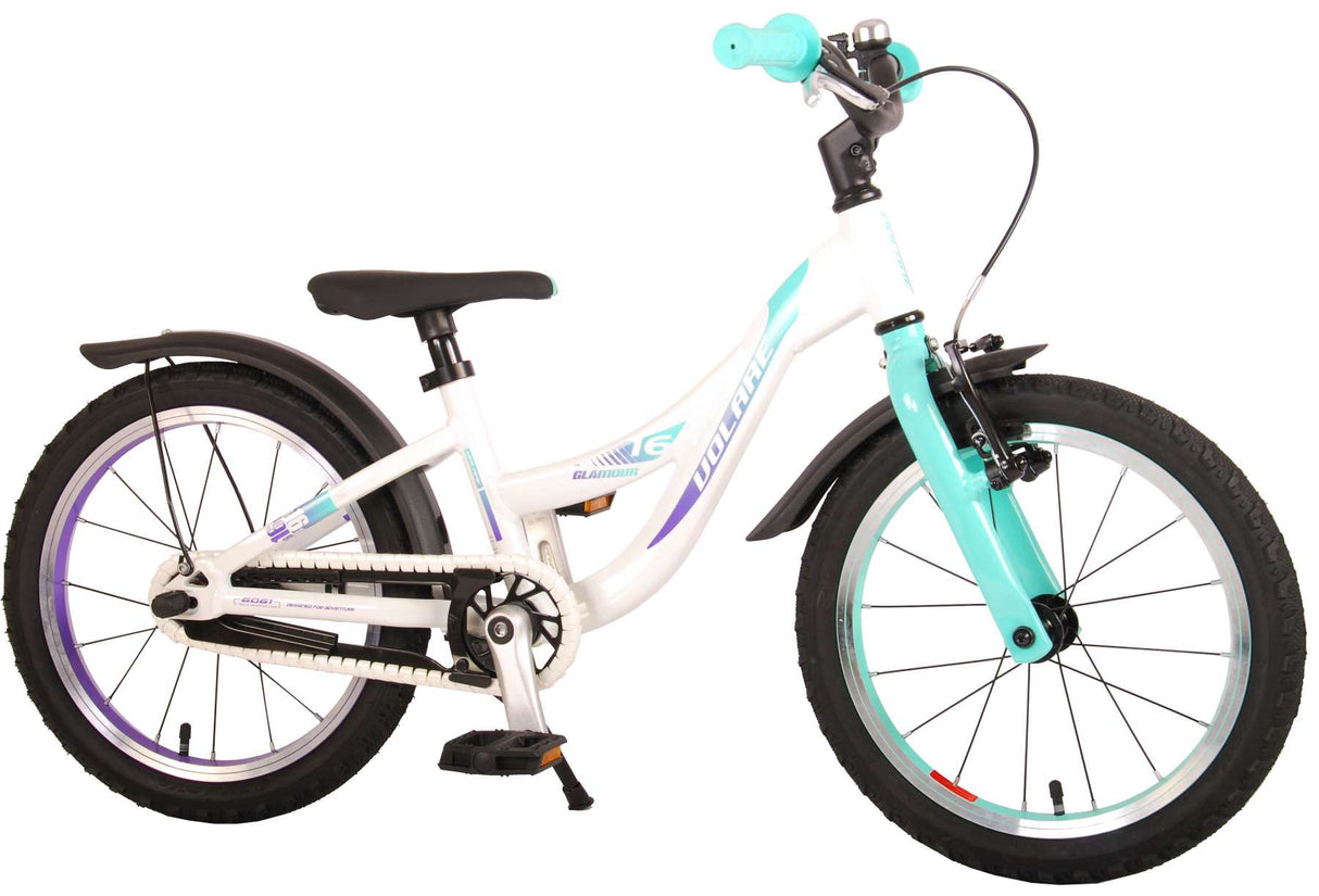 Volare Glamour Children's Bicycle - Girls - 16 pouces - White Mint Green - Prime Collection