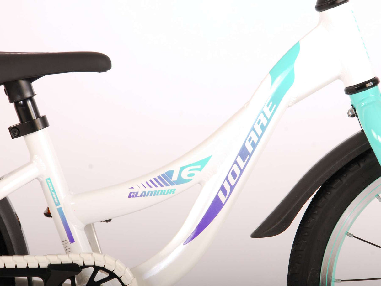 Volare Glamour Children's Bicycle - Girls - 16 pouces - White Mint Green - Prime Collection