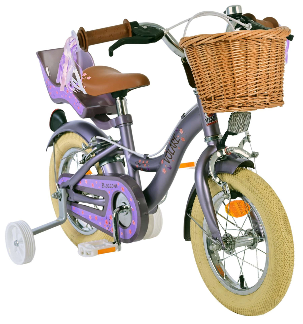 Volare Blossom children's bicycle - girls - 12 inch - purple - two hand brakes