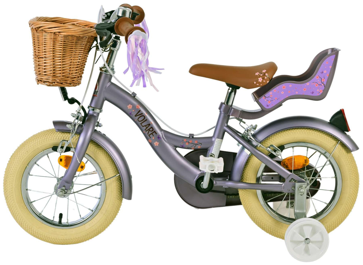 Volare Blossom children's bicycle - girls - 12 inch - purple - two hand brakes
