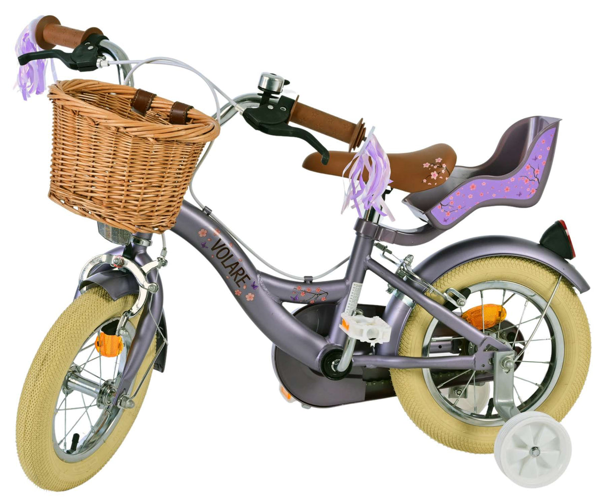 Volare Blossom children's bicycle - girls - 12 inch - purple - two hand brakes
