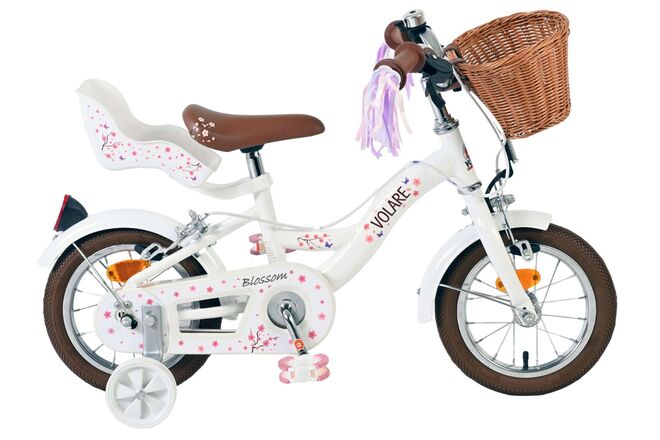 Volare blossom kinderfiets - meisjes - 12 inch - wit - twee handremmen