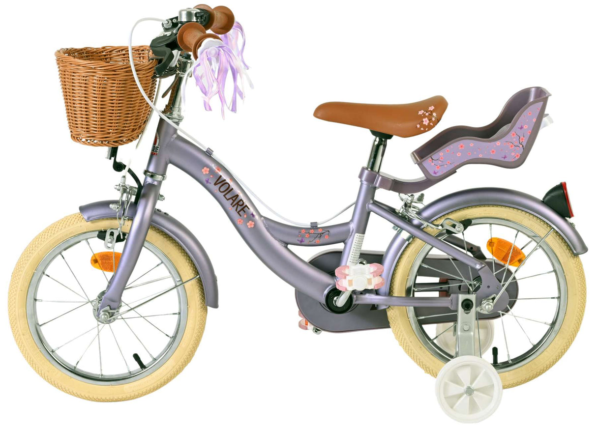 Volare Blossom children's bicycle - girls - 14 inch - purple - two hand brakes