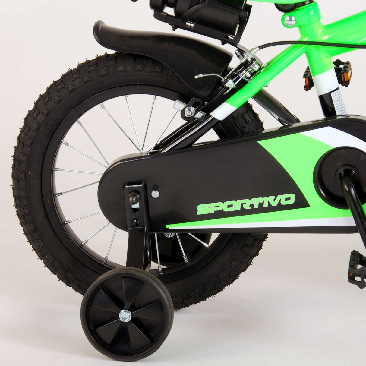 Volare Sportivo Children's Bike Boys 14 tum Neon Green Black Two Hand Brakes 95% monterade