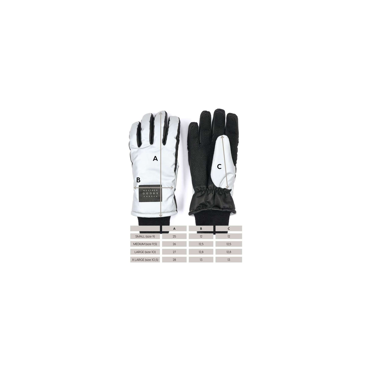 Weathergoods Suecia Reflexión. Guantes luna plate l
