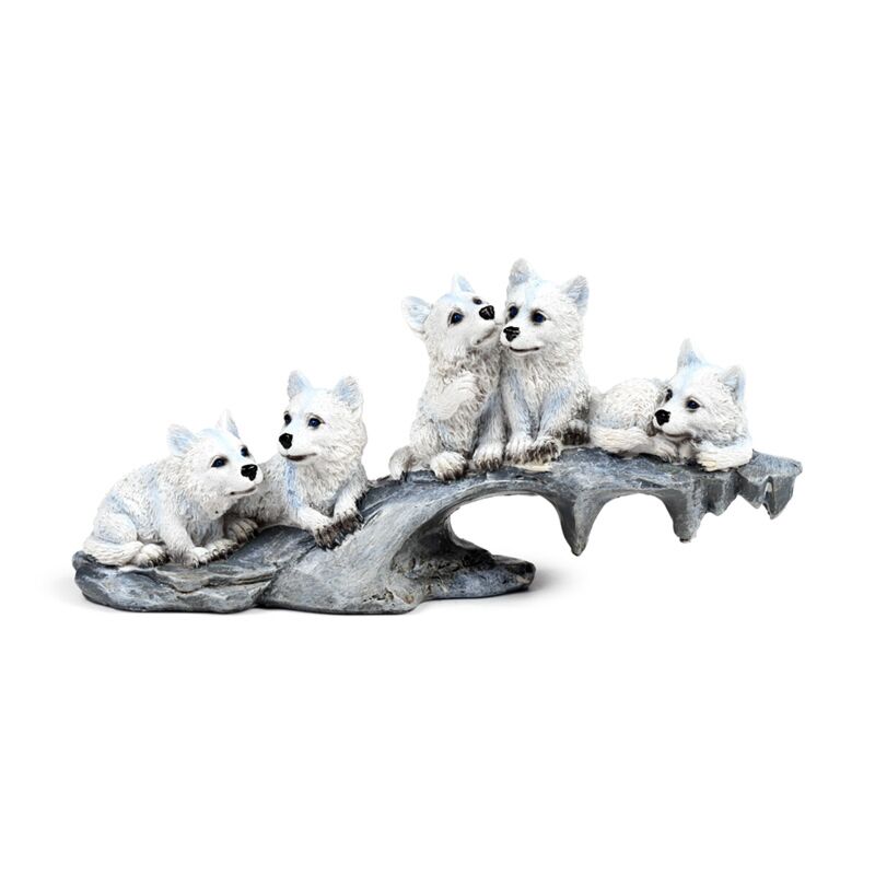 Wolf puppies spelen op rots