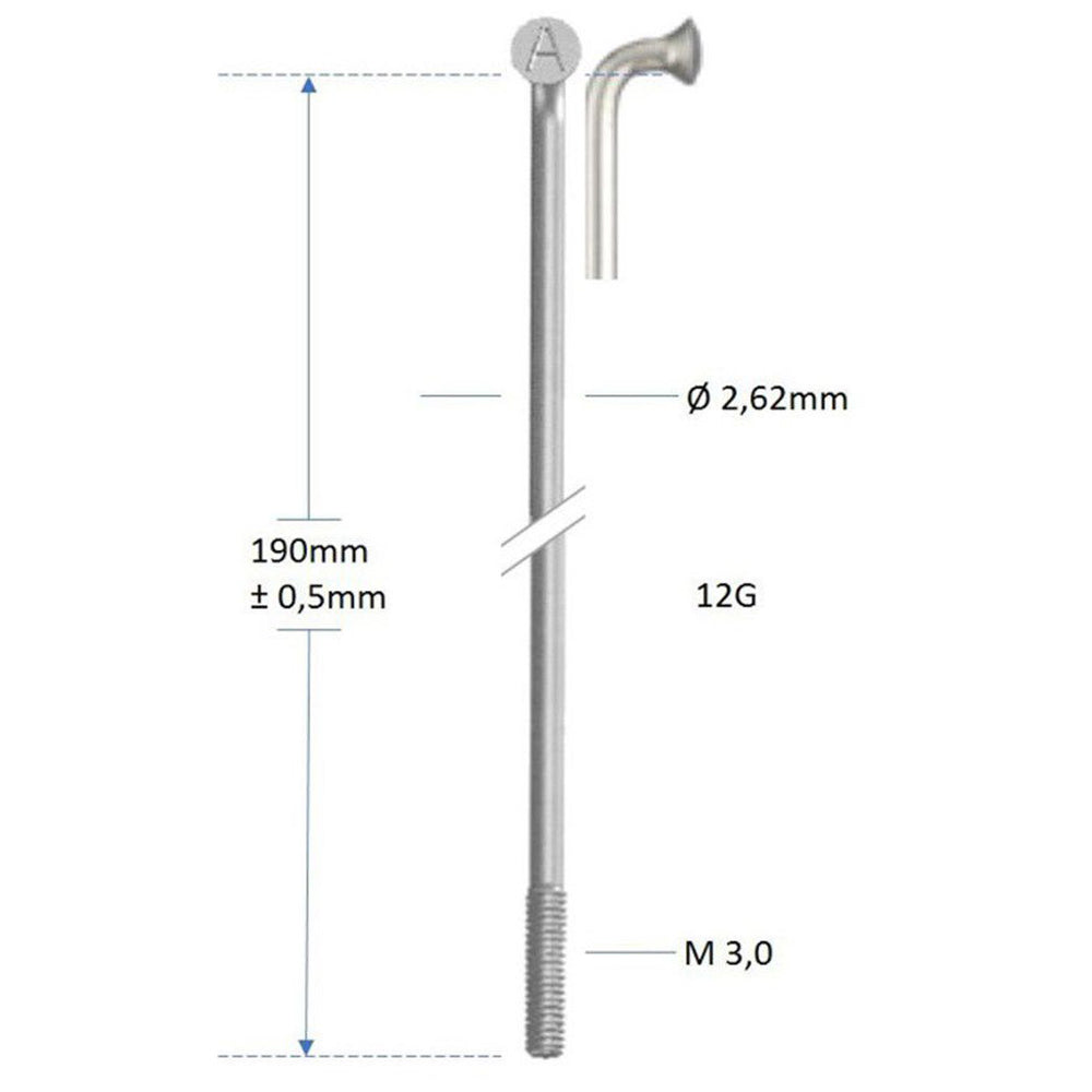Alpina spoke zinc 12-210 without nipple (144 pcs)