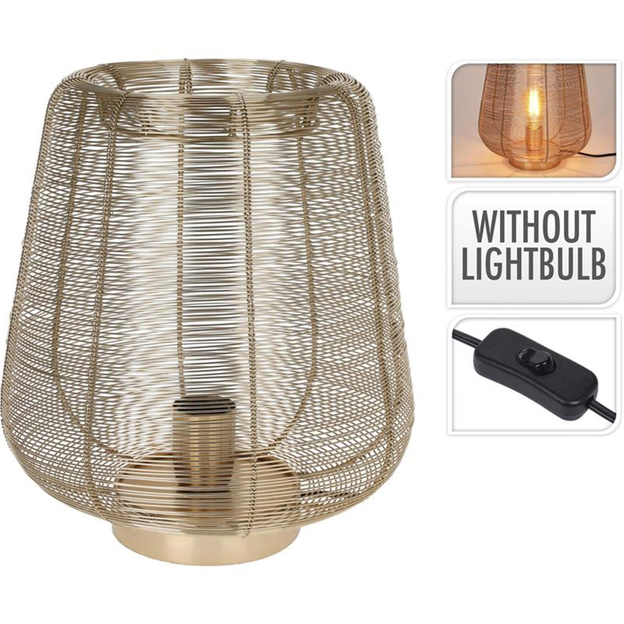 Home styling tafellamp metaaldraad 33cm goud